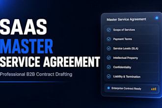 draft a professional saas master service agreement msa for b2b sales