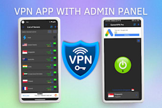 vpn app with admin panel for server control and admob ads