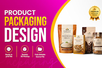 do product packaging design, bag and box design mockup bottle label design