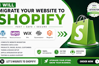 migrate wordpress to shopify, woocommerce, wix, squarespace, magento to shopify