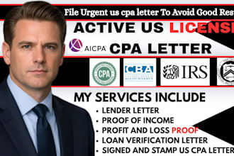 prepare loan verification letter, proof of income, lender letter, p and l report