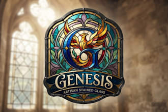 design an elegant stained glass logo for your brand