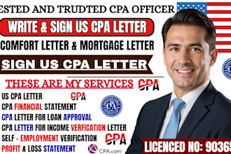 write 1hr US mortgage letter, comfort letter, audit financial statement, p and l