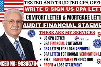 write 30min US mortgage letter comfort letter audit financial statement, p and l