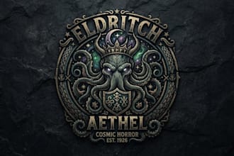 design a cosmic horror cthulhu inspired logo for your brand