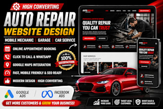 design auto repair mobile mechanic garage car service via google fb ads website