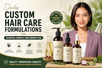 develop custom hair care formulations for shampoo, serum and hair growth oil