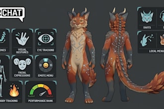 do custom furry fursonal vrchat avatar furry vr character anime vtuber vrm model