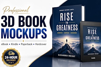 create a realistic 3d book mockup for your ebook, paperback, or kindle