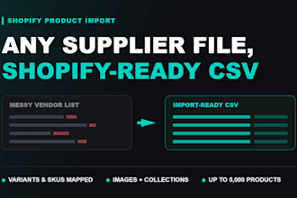 convert your supplier product list into a shopify csv import file