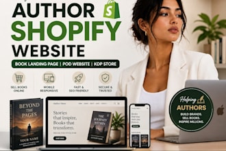 build book landing page, author shopify website, KDP bookstore, pod website