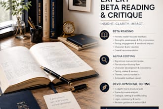 alpha read, beta read, provide a professional book critique