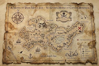 create antique style pirate treasure maps