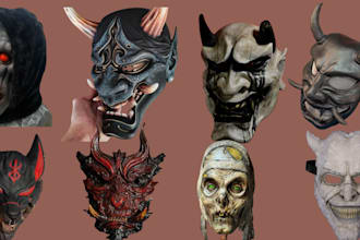 do printable mask model halloween mask design cosplay helmet commission 3d print