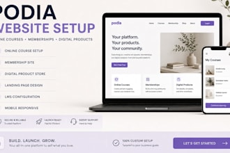 create podia website setup online course setup membership site digital product