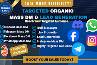 do organic whatsapp mass dm, telegram mass dm instagram mass dm discord mass dm