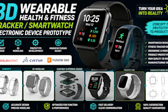 3d wearable health fitness tracker smartwatches electronic device prototype