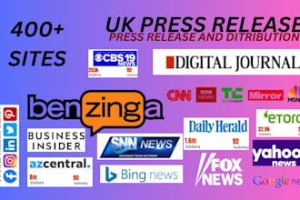write and distribute UK press release on UK websites with backlinks