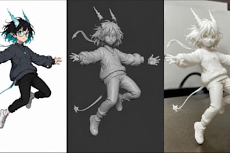 2d image to 3d stl model 3d custom character figurine toy for 3d resin printing