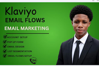 setup klaviyo email marketing, flows campaign for ecommerce mail marketing