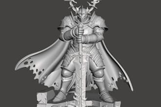 resculpt 3d fantasy knight,warrior armored stl,dnd character,cad,resin printing