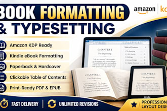 professional format and typeset your book for amazon KDP