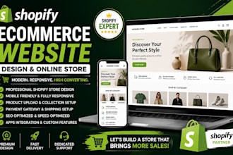 design a shopify ecommerce website, online store, and shopify store