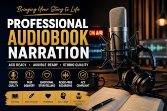 narrate your audiobook for acx, audible with studio quality voice over