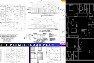 draw city permit architectural site plans, hvac drawing autocad 2d floor plan