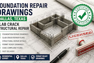 do foundation repair drawings dallas texas slab  crack structural repair