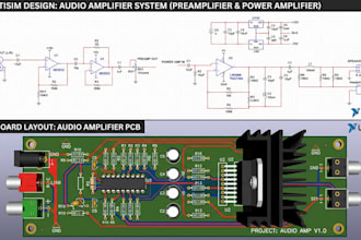 design schematic and pcb, power amplifier, audio amplifier, preamplifier circuit