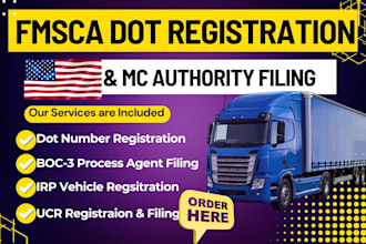 register your usdot, mc number, boc 3, and handle fmcsa compliance