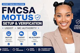 handle fmcsa motus business verification, usdot and mc registration