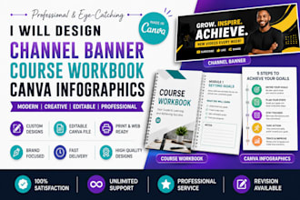 design youtube channel banner course workbook canva infographics
