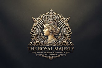 design an elegant queen logo with a royal luxury style