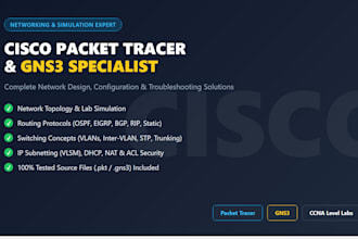 design and configure network in cisco packet tracer and gns3