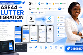 base44 migration to flutter ui flutter dart app figma to flutter reskin firebase