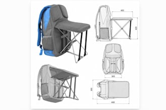 design 3d custom backpack sitting chair product with tech pack