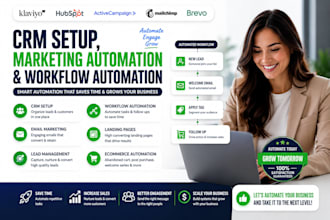 setup CRM, marketing automation and workflow automation klaviyo landing page