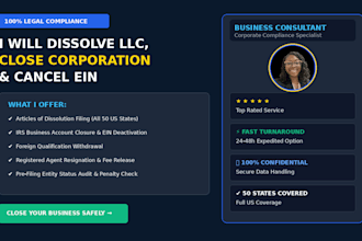 close or dissolve llc, cancel corporation and close ein for your US business