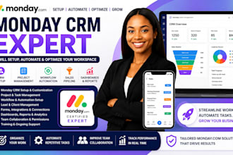 setup monday CRM, mondaycom project management, automation and workflows monday