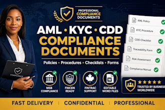 write aml kyc cdd procedures, checklists, and traceability forms