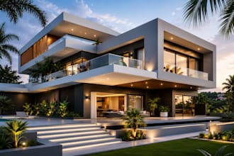 do 3d rendering for exterior design and site plan with 3d visualization