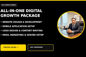 build custom website, mobile app, logo design, and content package