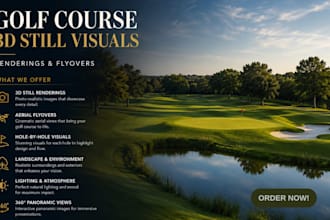 create expert golf course 3d renderings and flyover animations