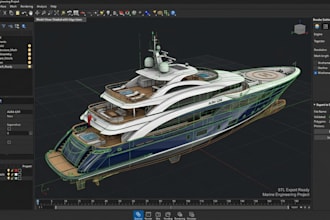 create 3d ship model, beat model, marine, rendering, yacht design and stl file
