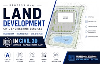 design land development, grading plan, drainage plan, civil 3d