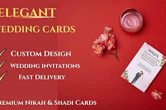 elegant wedding invitation card and nikah card