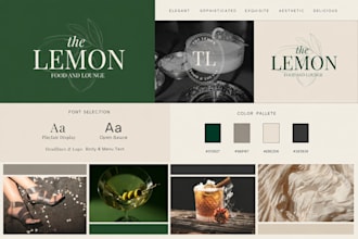 design a brand board with color palette and fonts
