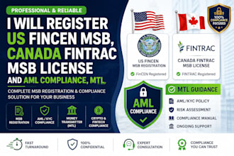 register US fincen msb, canada fintrac msb license and aml compliance, mtl